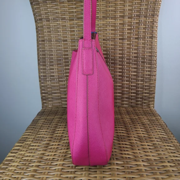 Hobo International Pink Saffiano Leather Shoulder Bag Purse - Picture 6 of 16